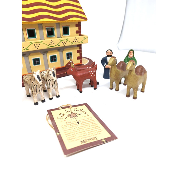 Randy Tate Noah's Ark wooden set 8 animals carvings folk art collection - Picture 3 of 15
